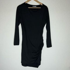 Andere Arte Black Midi Dress with Side Ruching -NWT